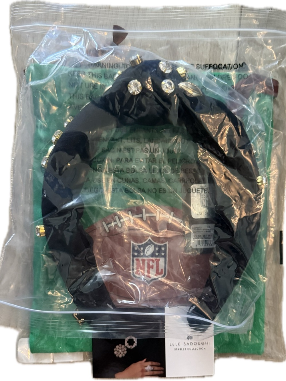 NFL Black Football Headband - Lele Sadoughi x NFL, NWT Cincinnati bengals